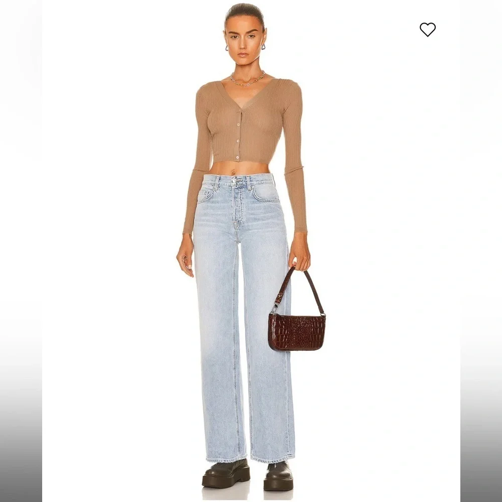 GRLFRND High Rise Lauren Super Loose Wide Leg in Sin City Denim Jeans 28
